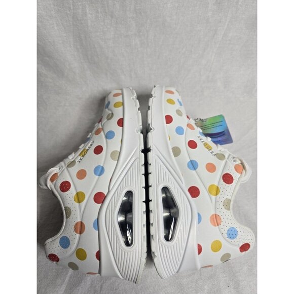Womens SKECHERS STREET UNO-SPOTTED AIR White Multi Dot LEATHER Shoes 6 - Picture 13 of 16